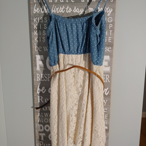 🩵5/$25 Denim and lace dress - Picture 3 of 4